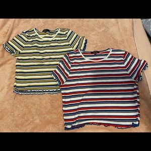 Two cropped striped shirts